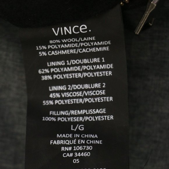 New Vince Wool Toggle Coat Men's Jacket Size Large Black Color $725 - Picture 5 of 16